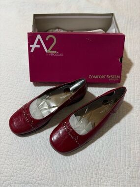 A2 By Aerosoles Wine Red Studded Leather Ballet Flats
